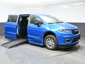 Blue Chrysler Pacifica with BraunAbility Side Entry Automatic Fold Out conversion
