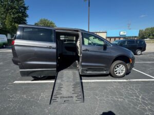 Grey Chrysler Voyager with BraunAbility Side Entry Manual Fold Out conversion