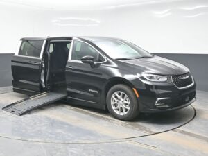Black Chrysler Pacifica with BraunAbility Side Entry Automatic Fold Out conversion