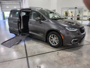Grey Chrysler Pacifica with Driverge Side Entry Automatic Fold Out conversion