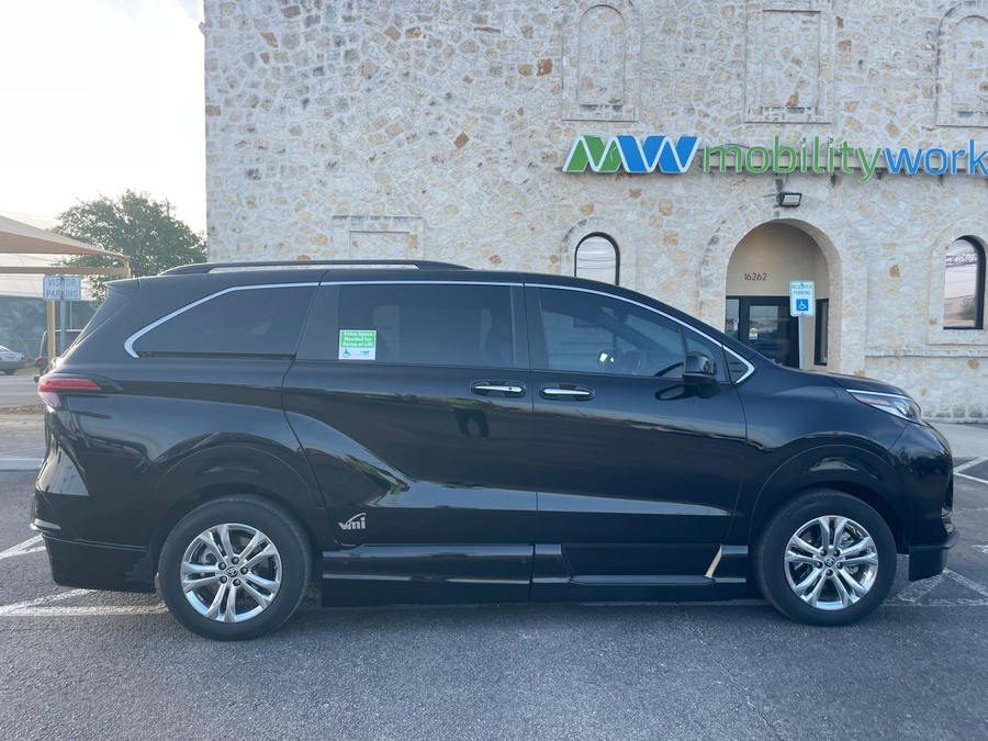 Black Toyota Sienna with Vantage Mobility Side Entry Automatic In Floor conversion