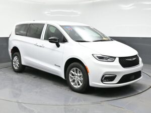 White Chrysler Pacifica with BraunAbility Rear Entry Manual Fold Out conversion