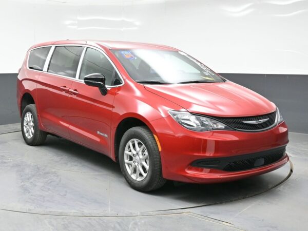 Red Chrysler Voyager with BraunAbility Rear Entry Manual Fold Out conversion