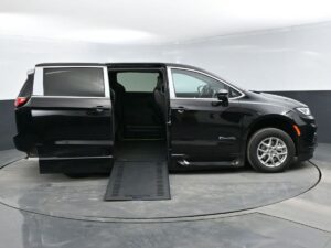 Black Chrysler Pacifica with BraunAbility Side Entry Automatic In Floor conversion