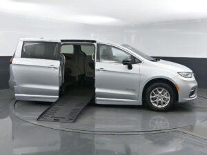 Silver Chrysler Pacifica with BraunAbility Side Entry Automatic Fold Out conversion