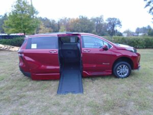 Red Toyota Sienna with BraunAbility Side Entry Automatic In Floor conversion