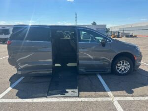 Grey Chrysler Pacifica with BraunAbility Side Entry Automatic Fold Out conversion