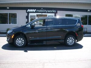 Black Chrysler Pacifica with BraunAbility Side Entry Automatic Fold Out conversion