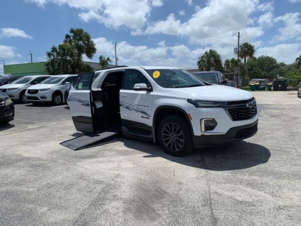 White Chevrolet Traverse with BraunAbility Side Entry Automatic In Floor conversion