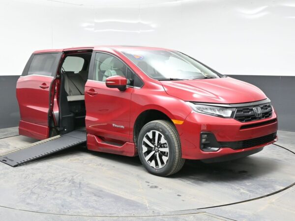 Red Honda Odyssey with BraunAbility Side Entry Automatic In Floor conversion