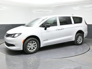 White Chrysler Voyager with BraunAbility Rear Entry Manual Fold Out conversion