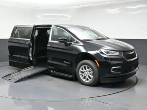 Black Chrysler Pacifica with BraunAbility Side Entry Automatic Fold Out conversion