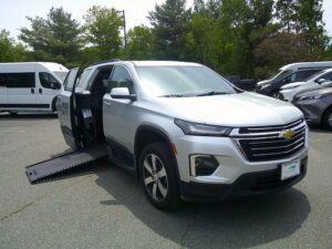 Silver Chevrolet Traverse with BraunAbility Side Entry Automatic In Floor conversion