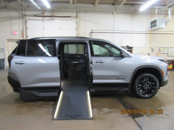 Grey Chevrolet Traverse with BraunAbility Side Entry Automatic In Floor conversion
