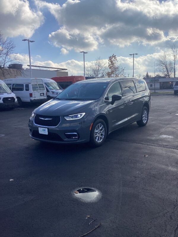 Grey Chrysler Pacifica with Driverge Rear Entry Manual Fold Out conversion