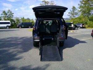 Blue Toyota Sienna with BraunAbility Rear Entry Manual Fold Out conversion