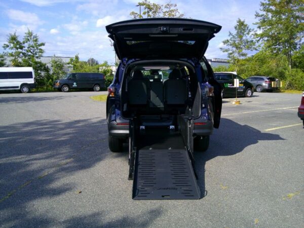 Blue Toyota Sienna with BraunAbility Rear Entry Manual Fold Out conversion