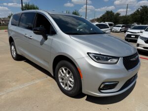 Silver Chrysler Pacifica with BraunAbility Rear Entry Manual Fold Out conversion