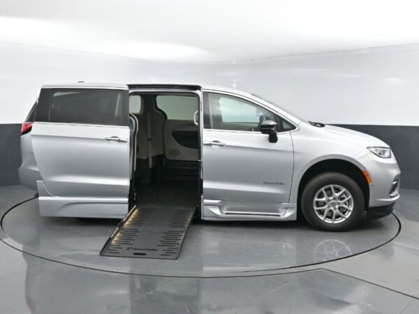 Silver Chrysler Pacifica with BraunAbility Side Entry Automatic Fold Out conversion