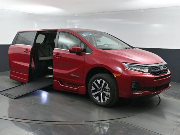 Red Honda Odyssey with BraunAbility Side Entry Automatic In Floor conversion