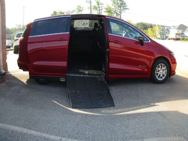 Red Chrysler Pacifica with Driverge Side Entry Automatic Fold Out conversion