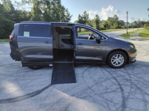 Grey Chrysler Voyager with Driverge Side Entry Automatic Fold Out conversion