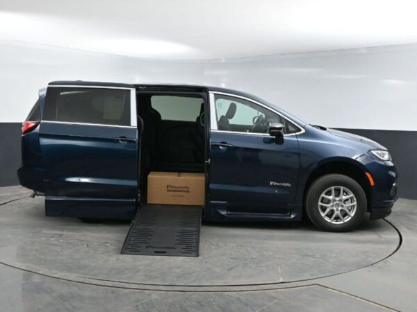 Blue Chrysler Pacifica with BraunAbility Side Entry Automatic Fold Out conversion
