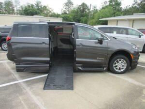 Grey Chrysler Pacifica with BraunAbility Side Entry Automatic Fold Out conversion