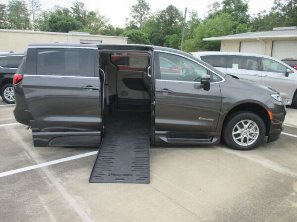 Grey Chrysler Pacifica with BraunAbility Side Entry Automatic Fold Out conversion