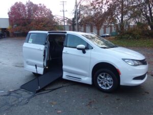 White Chrysler Voyager with Vantage Mobility Side Entry Manual In Floor conversion