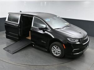 Black Chrysler Pacifica with BraunAbility Side Entry Automatic Fold Out conversion