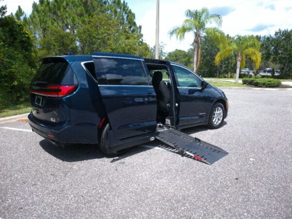 Blue Chrysler Pacifica with Driverge Side Entry Automatic Fold Out conversion