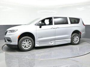 Silver Chrysler Pacifica with BraunAbility Side Entry Automatic Fold Out conversion