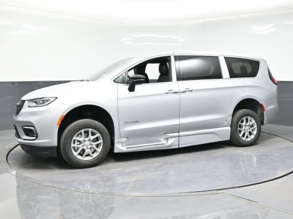 Silver Chrysler Pacifica with BraunAbility Side Entry Automatic Fold Out conversion