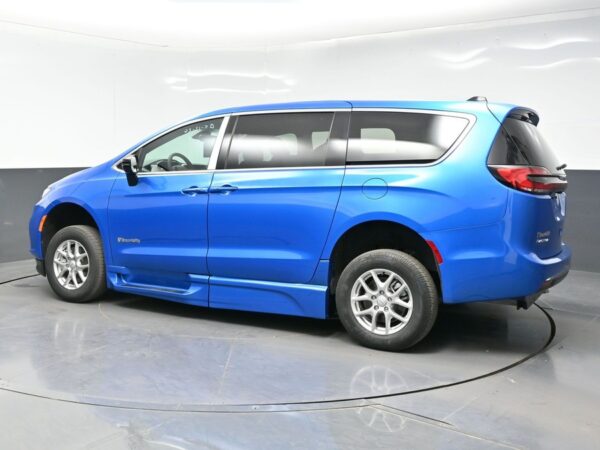 Blue Chrysler Pacifica with BraunAbility Side Entry Automatic In Floor conversion