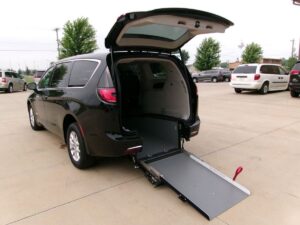 Black Chrysler Pacifica with Driverge Rear Entry Manual Fold Out conversion