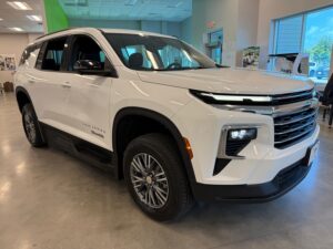 White Chevrolet Traverse with BraunAbility Side Entry Automatic In Floor conversion