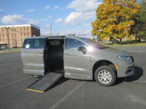 Grey Chrysler Pacifica with Driverge Side Entry Automatic Fold Out conversion
