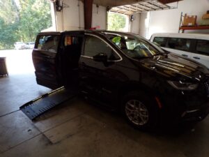 Black Chrysler Pacifica with BraunAbility Side Entry Automatic Fold Out conversion