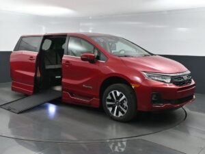 Red Honda Odyssey with BraunAbility Side Entry Automatic In Floor conversion