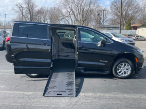 Black Chrysler Pacifica with BraunAbility Side Entry Automatic Fold Out conversion