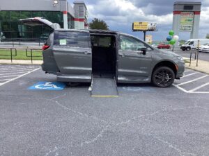 Grey Chrysler Pacifica with Driverge Side Entry Automatic Fold Out conversion