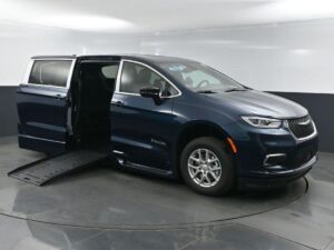 Blue Chrysler Pacifica with BraunAbility Side Entry Automatic Fold Out conversion