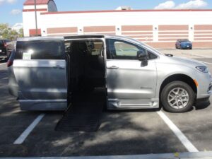 Silver Chrysler Pacifica with BraunAbility Side Entry Automatic Fold Out conversion