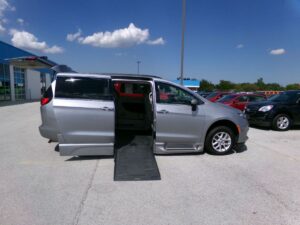 Silver Chrysler Voyager with BraunAbility Side Entry Automatic Fold Out conversion