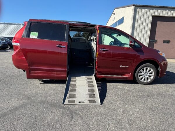 Red Toyota Sienna with BraunAbility Side Entry Automatic Fold Out conversion