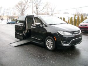 Black Chrysler Pacifica with Vantage Mobility Side Entry Automatic In Floor conversion