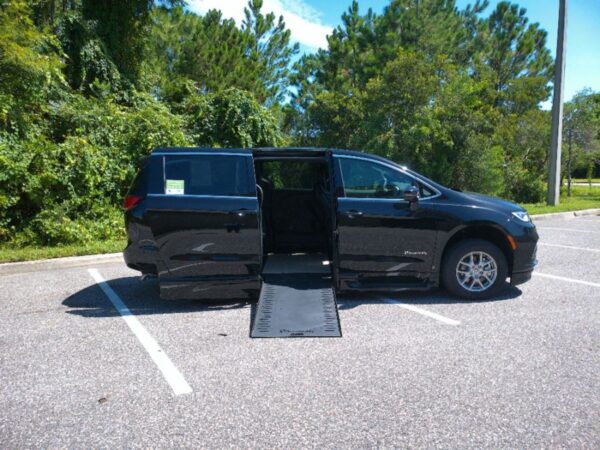 Black Chrysler Pacifica with BraunAbility Side Entry Automatic In Floor conversion
