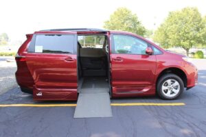 Red Toyota Sienna with Vantage Mobility Side Entry Automatic In Floor conversion