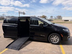 Black Chrysler Pacifica with BraunAbility Side Entry Automatic Fold Out conversion